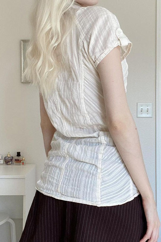 Slim Fit Short Sleeve Textured Blouse Secondary image