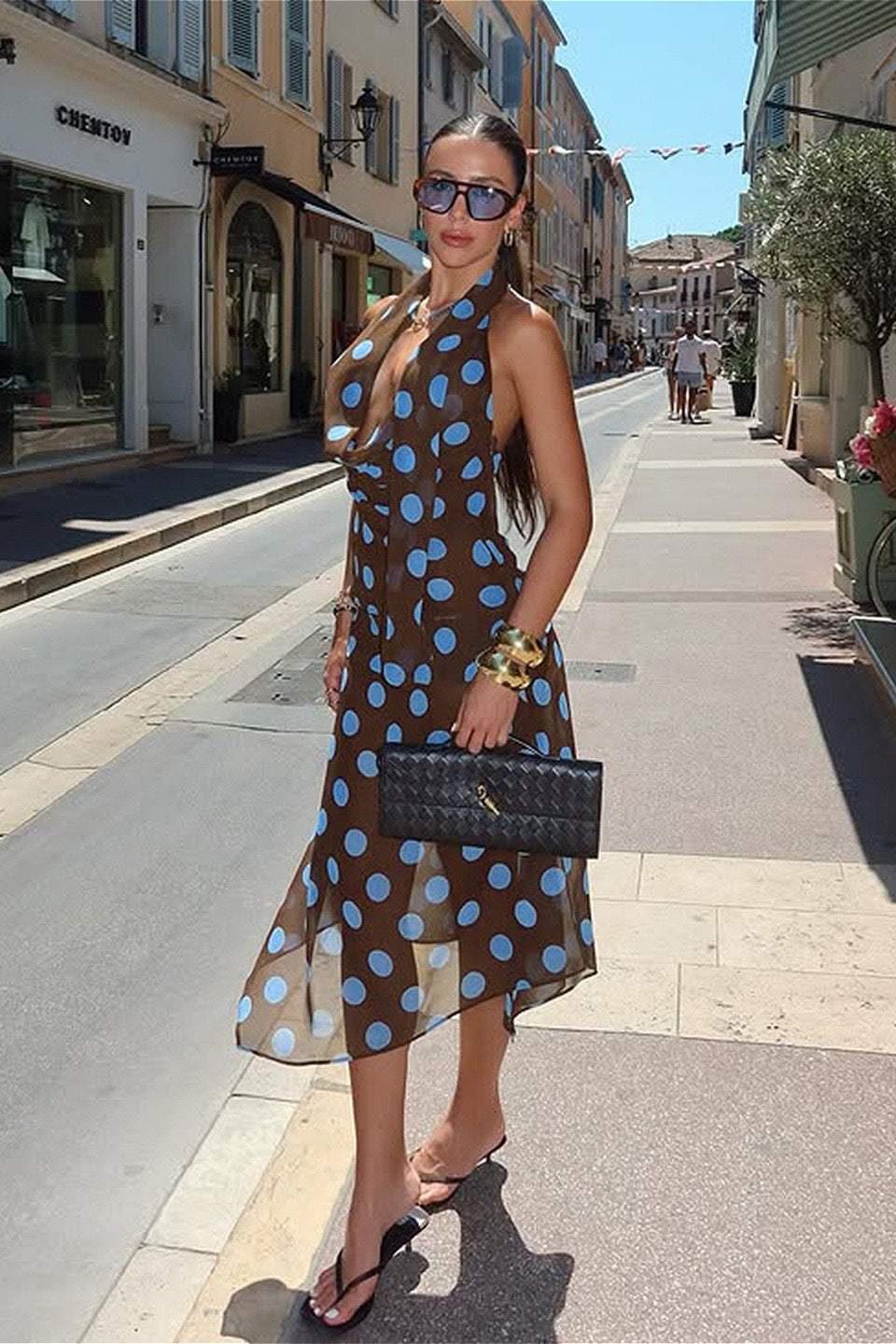 Colorblock Polka Dot Mesh Two Pieces Set Main image