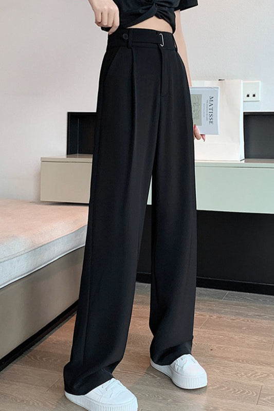 Fluid High Waist Narrow Wide Leg Straight Pants Secondary image