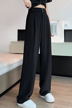 Fluid High Waist Narrow Wide Leg Straight Pants