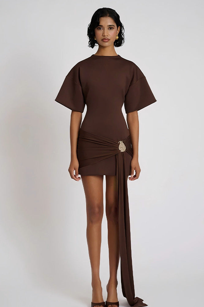 Ruched Tie Detail Bodycon Midi Dress Secondary image
