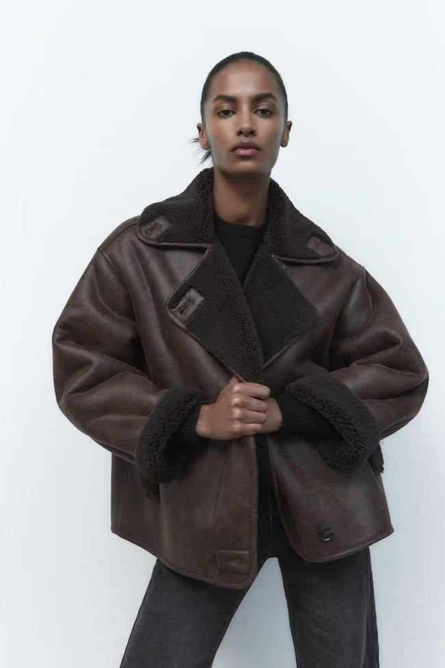 Double-Faced Shearling Jacket XS / Brown Main image