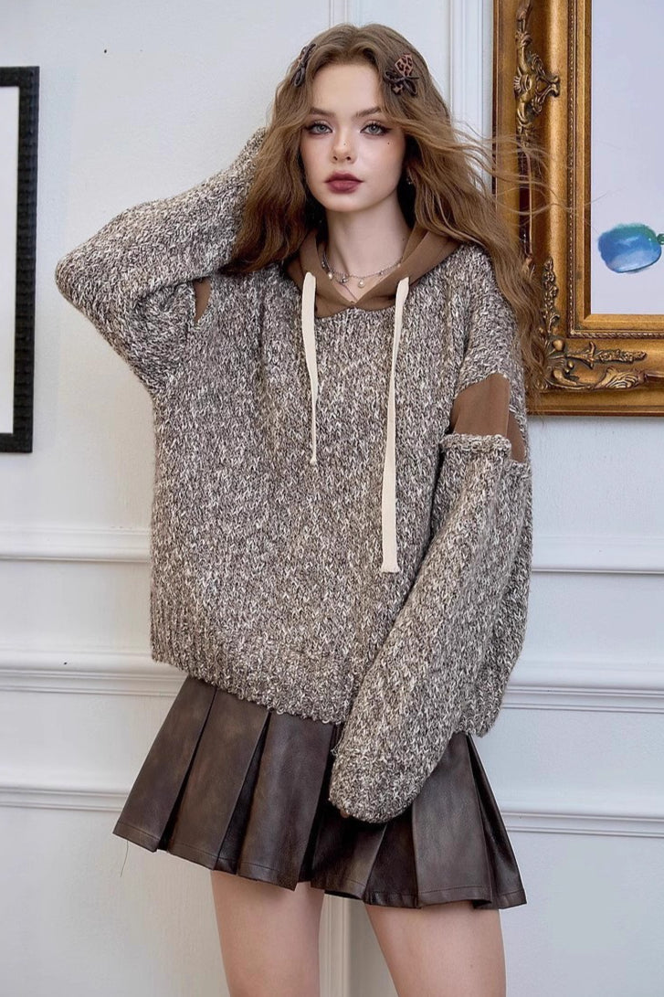 Color Block Hooded Relaxed Sweater Secondary image