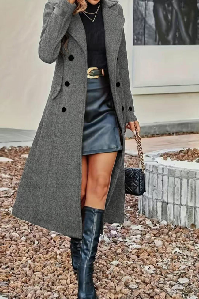 Slim Fit Double Breasted Lapel Overcoat Main image