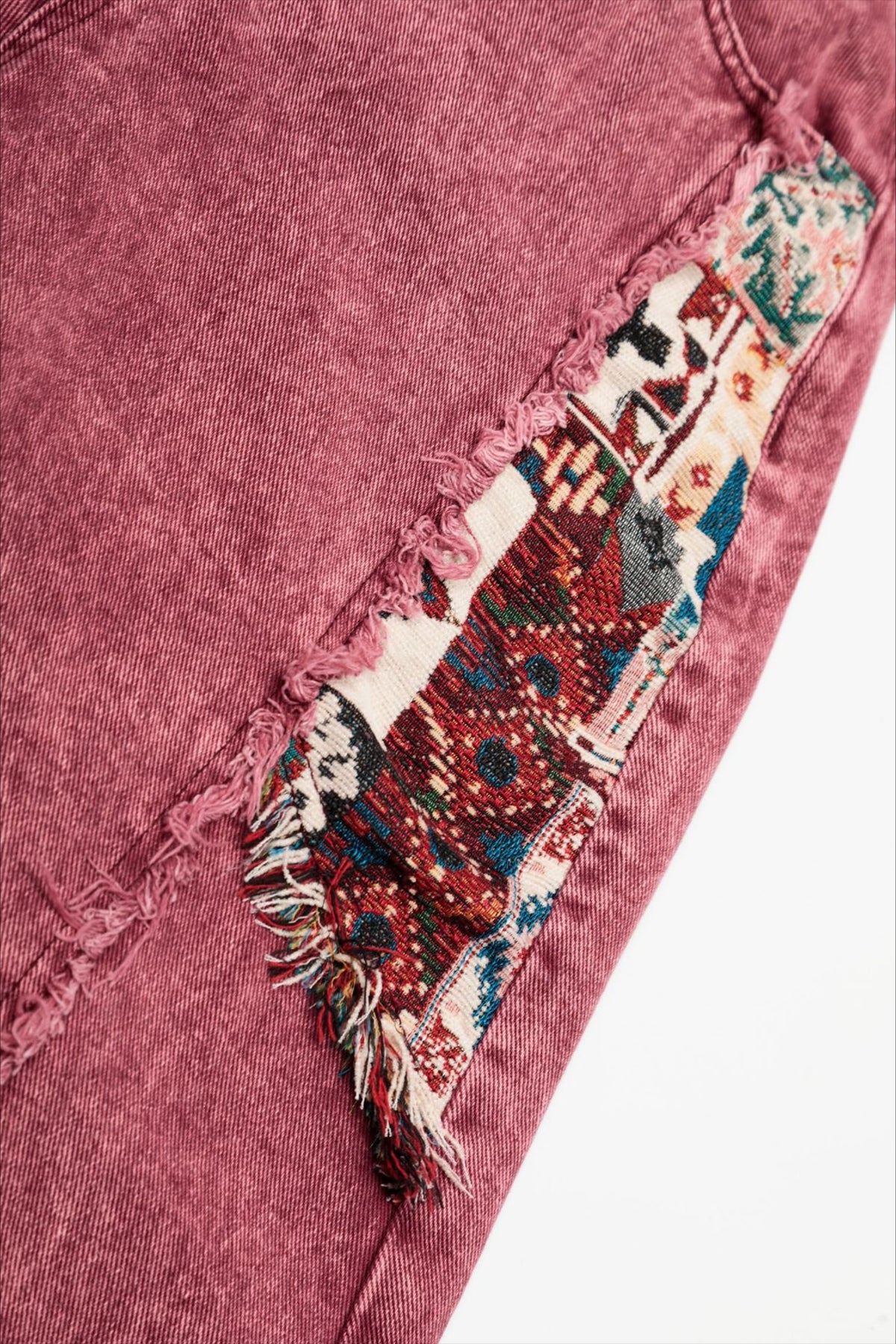 Pattern Patch Ankle Barrel Leg Jeans