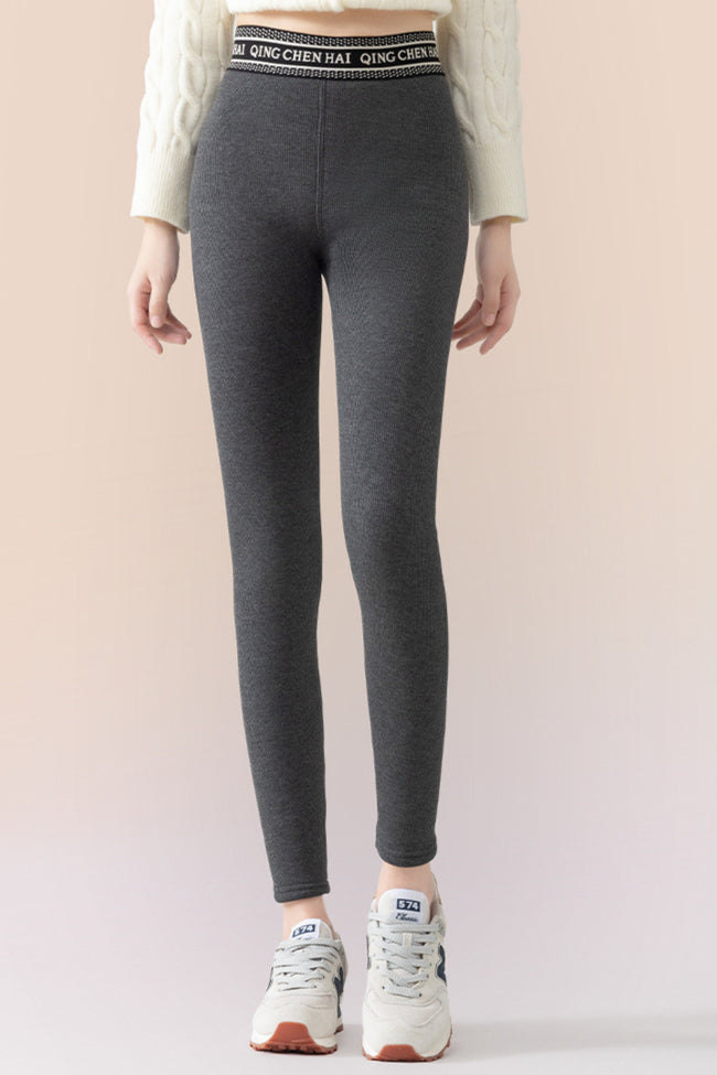 Ribbed Cotton Fleece Lined Slim Fit Ankle Length Leggings Main image