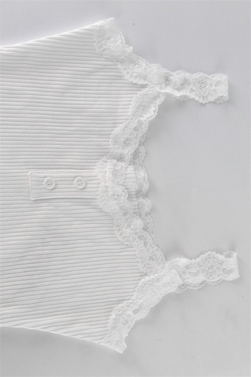 Simple Lace Cami Top Two Piece Shorts Set