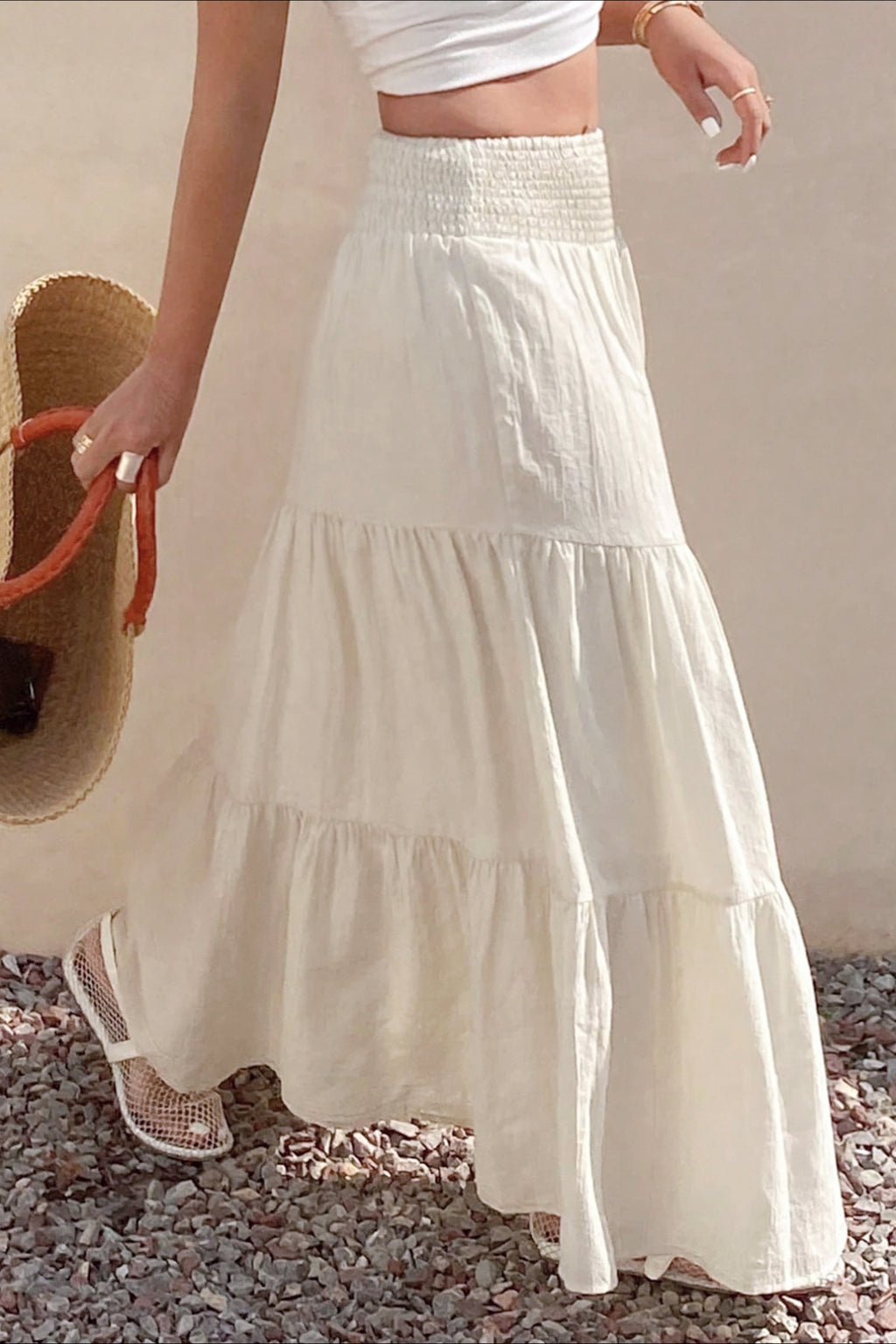 Solid Color Relaxed Fit Boho Skirt