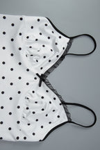 Silk Polka Dot Halter Top High Slit Pencil Skirt Set