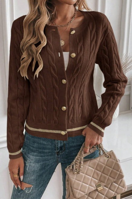 Brown Tweed Heavyweight Cardigan S / Brown Main image