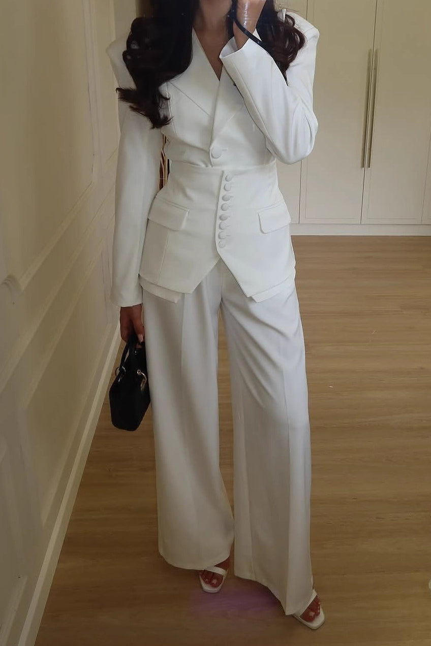 Casual V Neck Two Piece Blazer Pants Set Secondary image