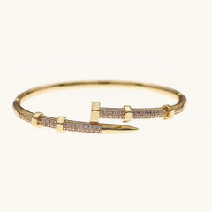 Stylish Unique Zircon Nail Open Bangle Bracelet