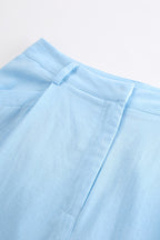 Relaxed Linen Blend Blouse Wide Leg Two Piece Pants Set