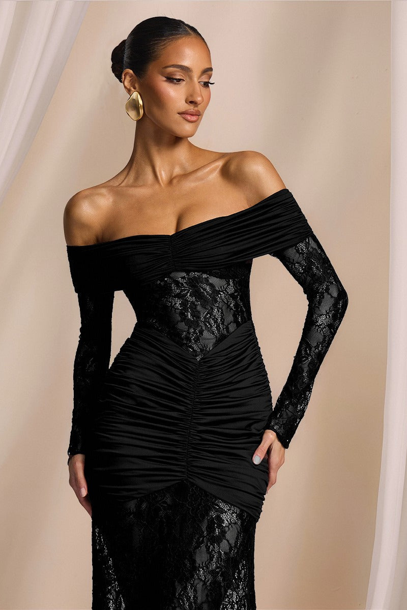 Elegant Lace Off Shoulder Long Sleeve Formal Dress Secondary image