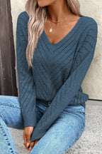 Hollow Knit Loose Pullover Sweater Navy blue / S
