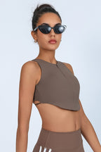 Sports Style Zip Front Crop Top