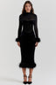 Textured Velvet Fuzzy Accent Cocktail Dress S / Black