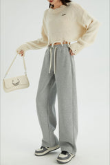 Fleece Lined Loose Fit Curved Knit Pants