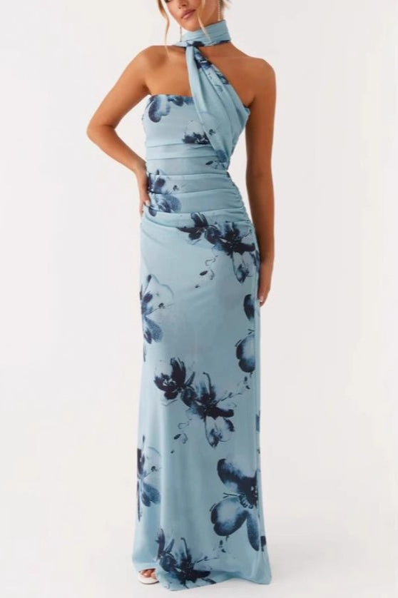 Tie Dye Mesh Spaghetti Strap Maxi Party Dress Secondary image
