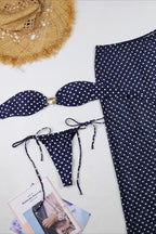 Bandeau Polka Dot Skirt Three Piece Swim Set