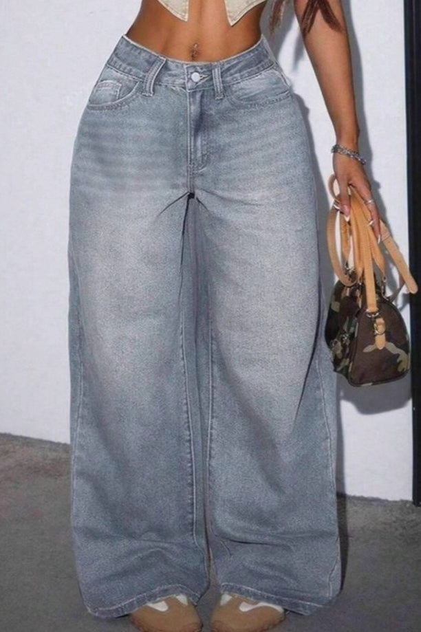 Washed Vintage Relaxed Wide Leg Jeans Main image