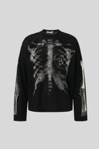 Skeleton Graphic Waffle Oversized Long Sleeve Tee