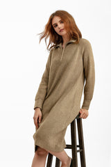 Zipper Pullover Sweater Dress