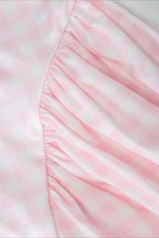 Plaid Printed Ruched Backless Spaghetti Strap Prom Dress