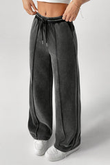 Drawstring Low Rise Washed Loose Straight Jeans