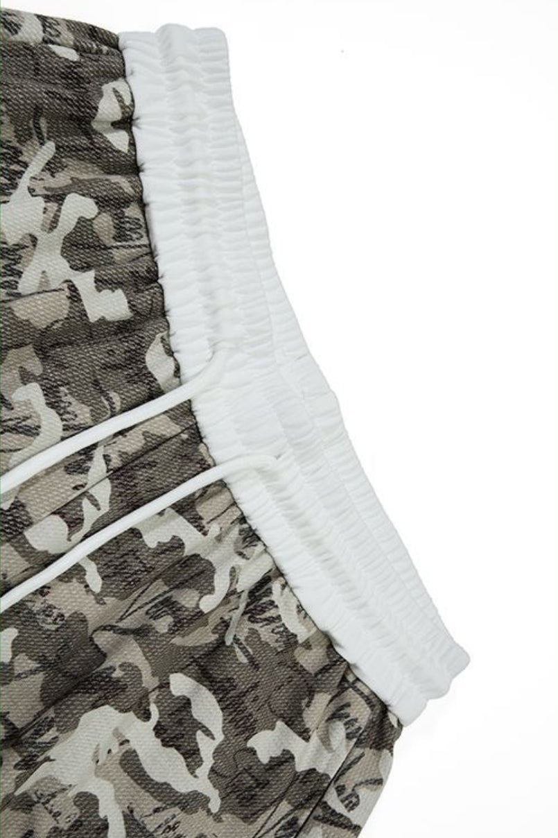 Camo Typography Wide Leg Sweatpants