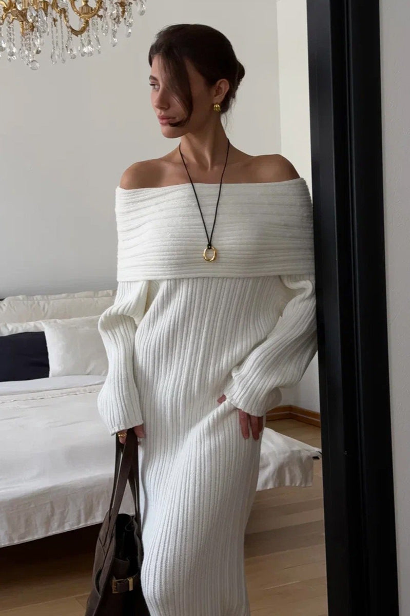 One Shoulder Bodycon Knit Sweater Dress