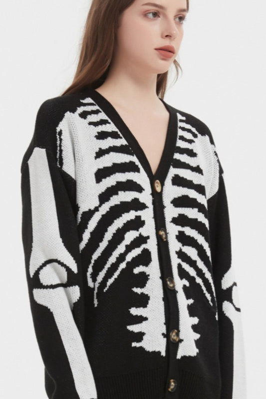 Skull Print Knit Cardigan Secondary image
