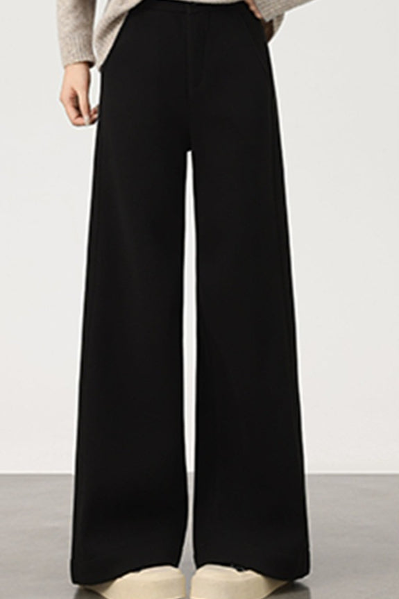 Fleece Lined Wool Blend Knit Pants