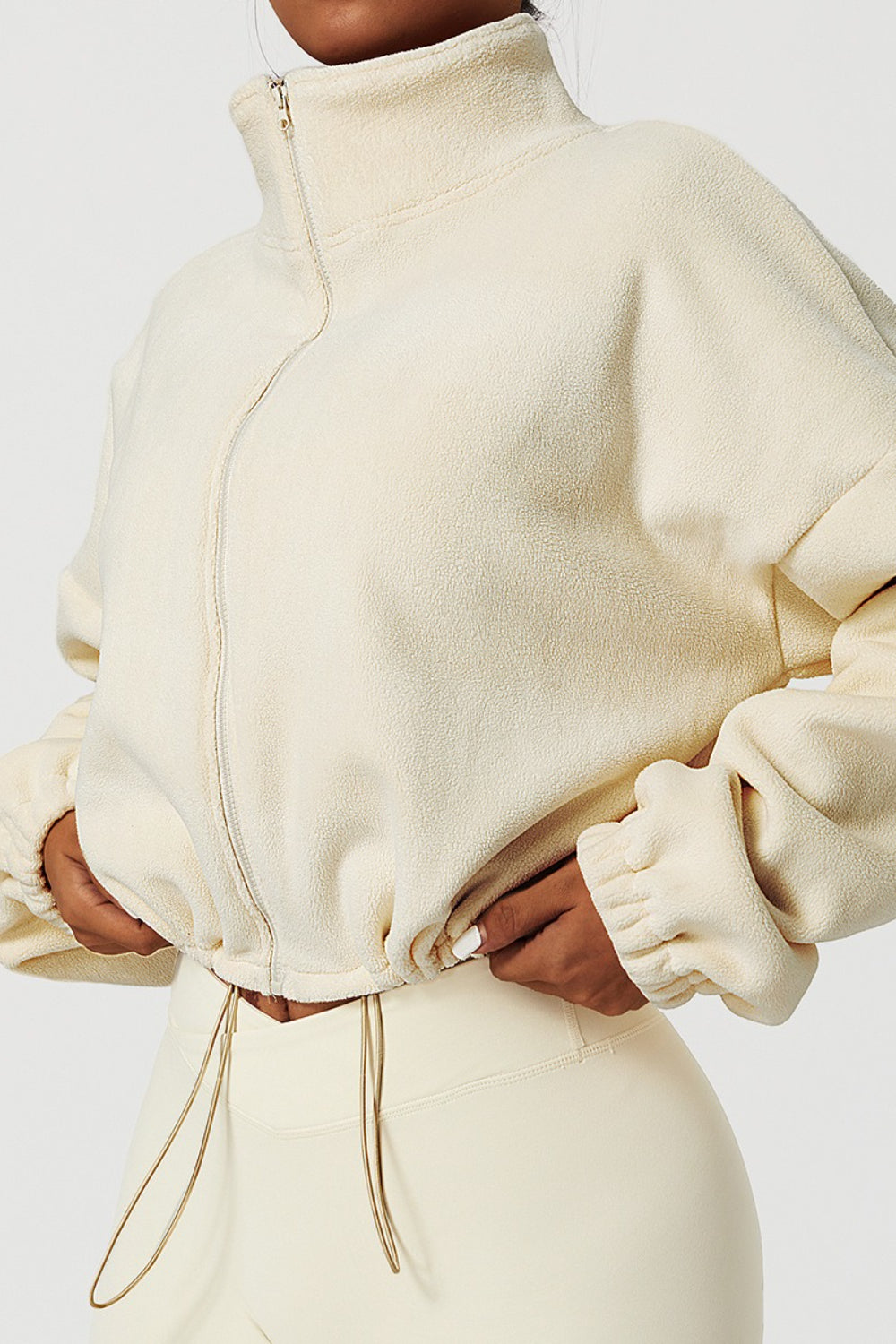 Stand Collar Fleece Loose Fit Sweatshirt