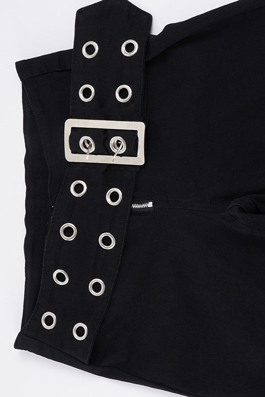 Eyelet Belt Low Rise Flare Jeans