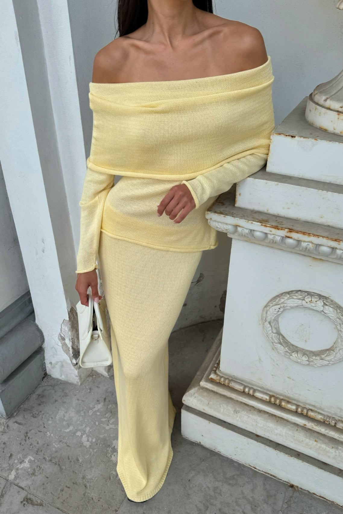 Off Shoulder Knit Top Maxi Skirt Set Secondary image
