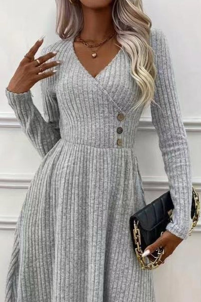V-Neck Patchwork Sweater Dress Secondary image