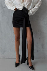 Elegant Satin Loose Mini Work Skirt