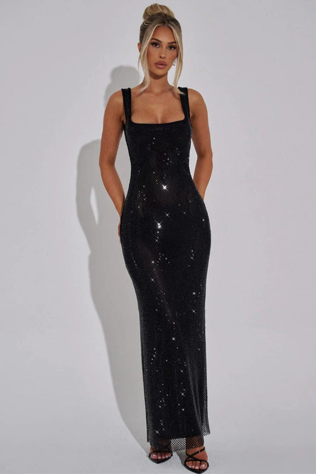 Sequin Rhinestone Bodycon Party Dress S / Black Main image