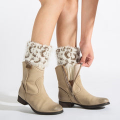 Leopard Print Feather Yarn Boot Cuffs