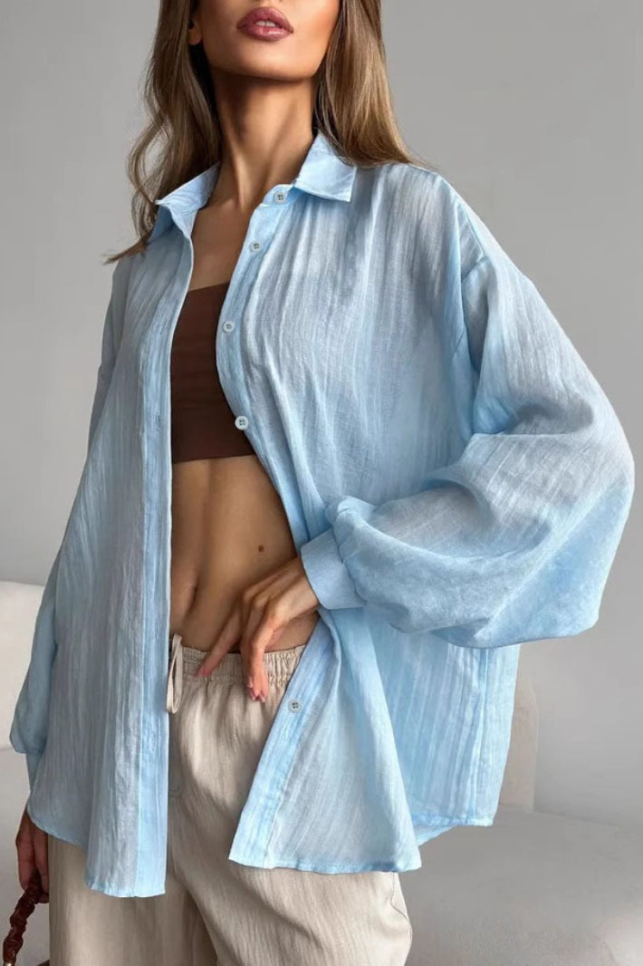 Solid Lightweight Long Sleeve Blouse Secondary image