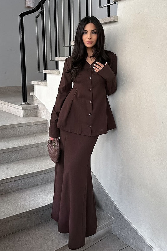 Slim Fit V Neck Blazer S / Brown Main image
