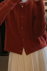Vintage Ribbed Cropped Christmas Cardigan