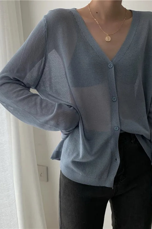 V-Neck Lightweight Knit Cardigan Secondary image