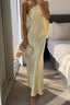 Solid Asymmetrical Shoulder Tie Waist Sleeveless Slim Fit Prom Dress