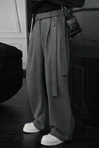 Chic Relaxed Fluid Ribbon Curved Pants