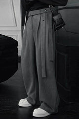 Chic Relaxed Fluid Ribbon Curved Pants