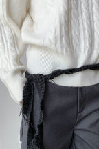 Cropped Ribbed Turtleneck Knit Sweater