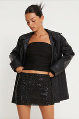 Irregular Sequin Slim Mini Skirt