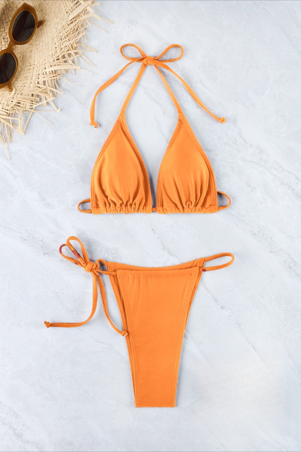 Halter Drawstring Tie Side Sexy Bikini Set